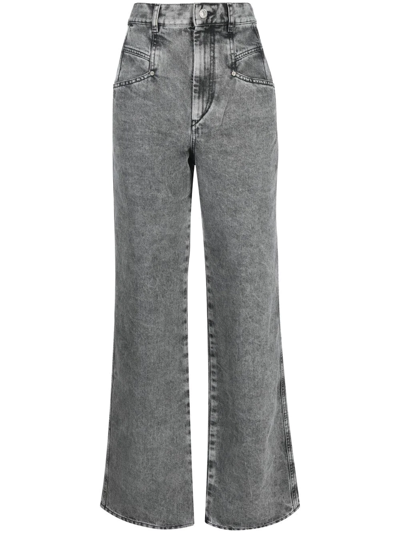 Isabel Marant Distressed-finish Denim Jeans In Grau