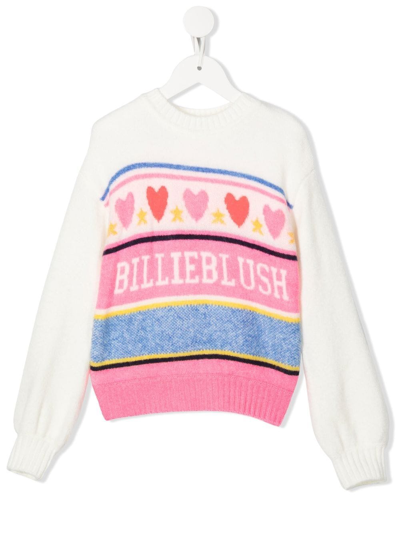 Billieblush Kids' Multicolor Sweater For Girl With Logo In Cream
