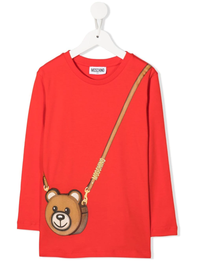 Moschino Teddy-motif Long-sleeve Top In Rot
