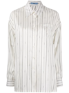 Prada Striped Long-sleeve Shirt In Weiss