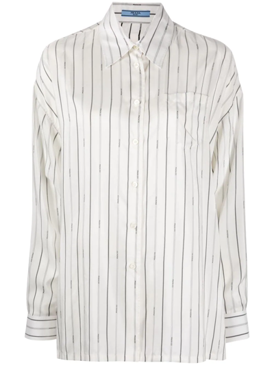 Prada Striped Long-sleeve Shirt In Multi