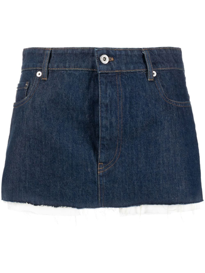 Miu Miu Raw-cut Denim Mini Skirt In Blu