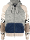 DSQUARED2 INTARSIA-KNIT ZIP-UP HOODIE