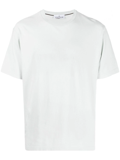 Stone Island Logo-embroidered Cotton T-shirt In White