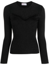 RED VALENTINO POINT D'ESPRIT TULLE KNITTED TOP