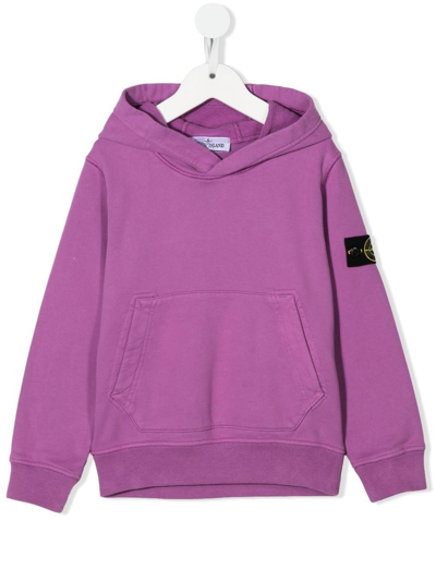 Stone Island Junior Kids' Cotton Compass-patch Hoodie (4-14 Years) In Fucsia