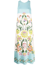 La Doublej Racer Floral Placed-print Maxi Dress In Blue