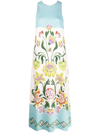 La Doublej Women's Racer Printed Stretch-crepe Maxi Dress In Folk Flowers