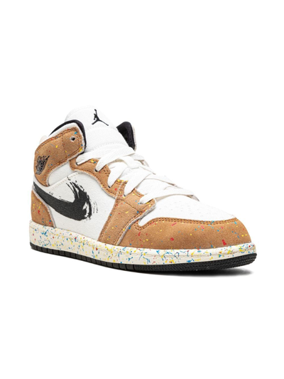 Jordan Kids'  1 Mid "paint Splatter" Sneakers In Neutrals