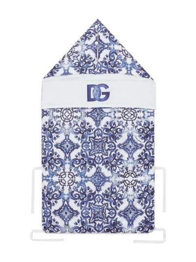 Dolce & Gabbana Majolica-print Quilted Cotton Nest In Blue