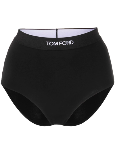 Tom Ford Logo-waist Briefs In Black