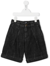 Balmain Teen Logo-print Denim Shorts In Black