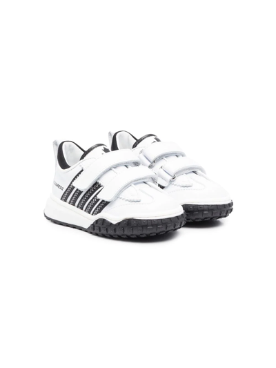 Dsquared2 Kids' Side-stripe Leather Trainers In White