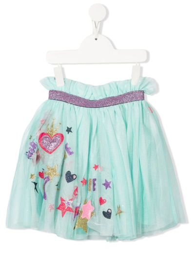 Billieblush Kids' Tiffany Green Skirt For Girl With Prints In Turquoise