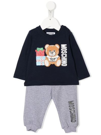Moschino Babies' Teddy-print Tracksuit Set In Blue
