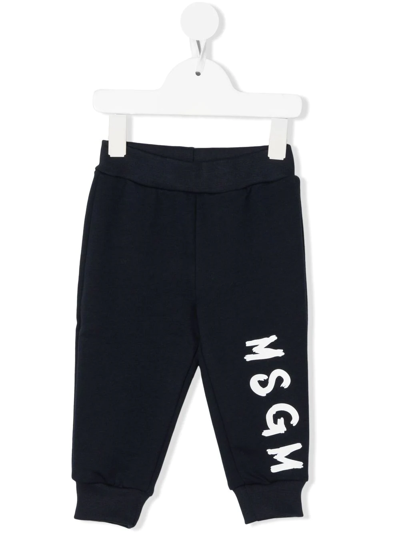 Msgm Babies' Logo-print Cotton Track Pants In Black