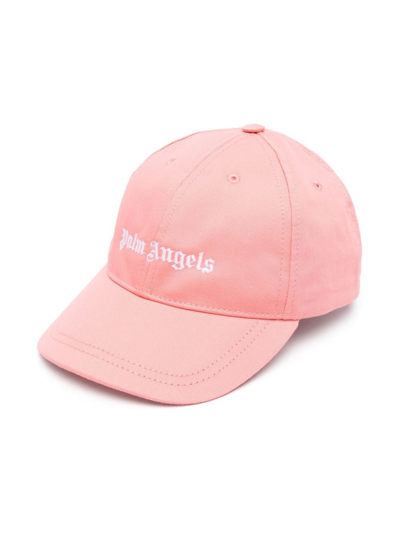 Palm Angels Kids' Logo-embroidered Cotton Cap In Pink