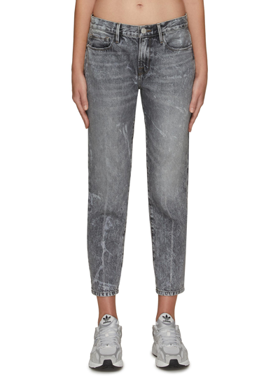 Frame Le Nouveau Halbhohe Jeans Mit Geradem Bein In Acid-waschung In Grey