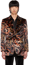 LU'U DAN BLACK SNAKE PRINT BLAZER