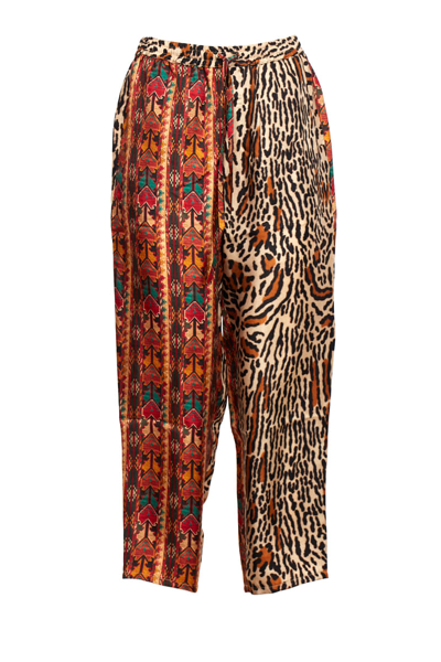 Pierre-louis Mascia Geometric-print Silk Trousers In Brown