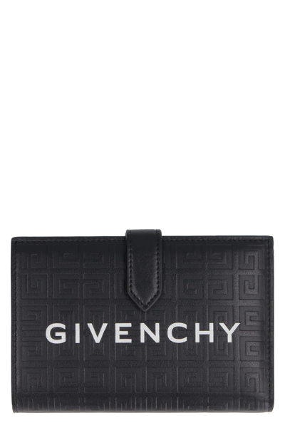 Givenchy G Cut Leather Wallet In White/black