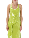 Helmut Lang Green Sequinned Tank Top In Lime Green