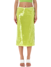 Helmut Lang Green Sequin-embellished Midi Skirt In Lime Green
