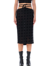 Misbhv Velour Monogram Straps Midi Skirt In Black