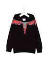 Marcelo Burlon County Of Milan Kids Black Watercolor Wings Hoodie In Black Multi