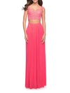 LA FEMME LA FEMME BEADED LACE TO TWO PIECE PROM DRESS WITH POCKETS