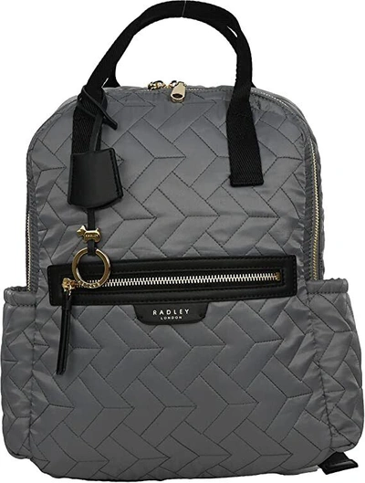 Pre-owned Radley London Finsbury Park - Quilt Large Zip Around Backpack In Grey