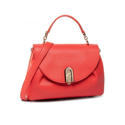 Pre-owned Furla Woman Handbag  Sleek Small Top Handle In Red Leather Shoulder Bag For Women