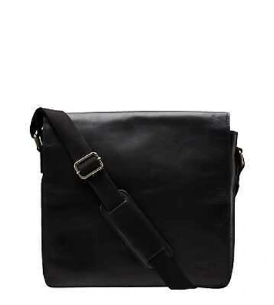 Pre-owned Osprey London The Large Smithy Leather Messenger - Black Leather Satchel/mess...