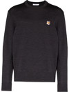Maison Kitsuné Black Fox Head Long Sleeve T-shirt In Grey
