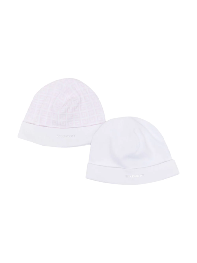 Givenchy Babies' Set Of Two Logo-print Beanies In White