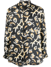 Nanushka Jari Relaxed Fit Long Sleeve Printed Shirt In Black