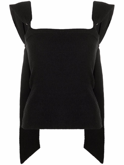 Nanushka Draped-strap Bandeau Top In Black