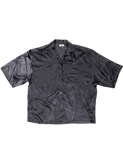 Balenciaga Crinkled-effect Silk Shirt In Black
