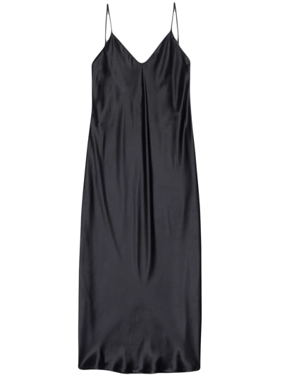 Balenciaga Fluid Silk Satin Slip Dress In Black