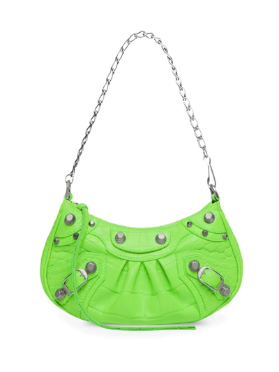 Balenciaga Women's Le Cagole Mini Bag With Chain Crocodile Embossed In Verde
