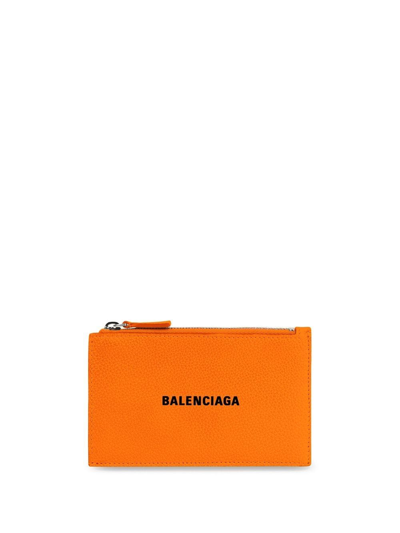 Balenciaga Orange Essential Long Card Holder In 7562 Pop Orange/l Black
