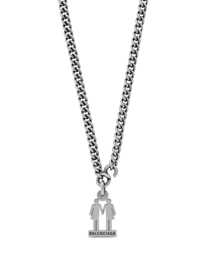 Balenciaga Pride 22 Chain Necklace In Silver