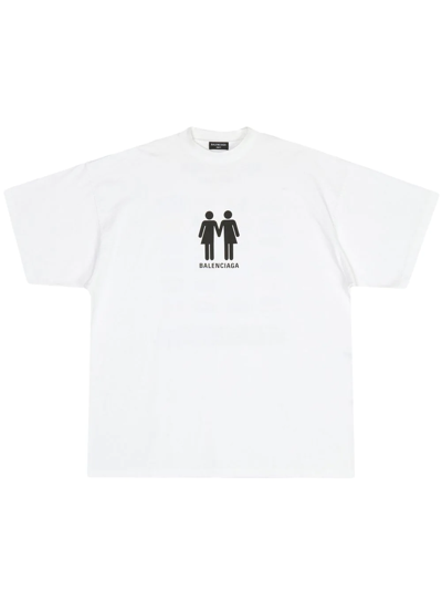 Balenciaga Logo-print Short-sleeve T-shirt In White