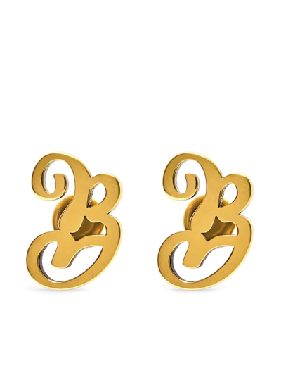 Balenciaga Typo Brass Earrings In Metallic