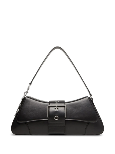 Balenciaga Lindsay Medium Buckled Leather Shoulder Bag In Black