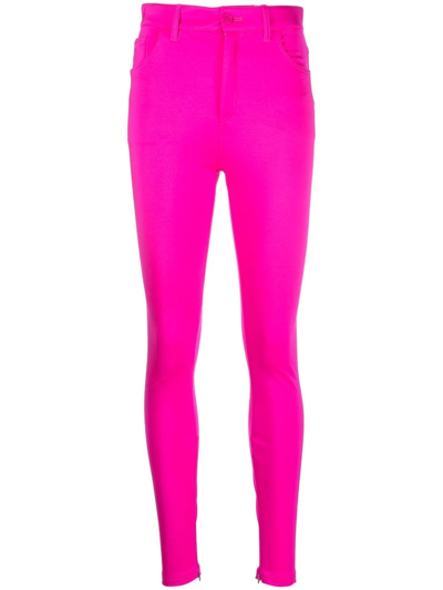 Balenciaga Satin Stretch High-waisted Pants In Pink