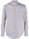 Saint Laurent Men's Striped Cotton Shirt In Blue