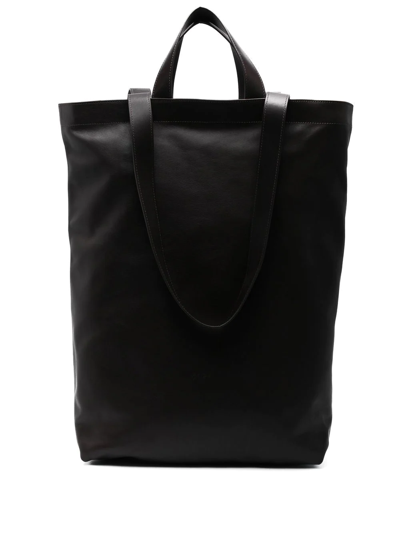 Marsèll Oversized Leather Tote Bag In 666 Black