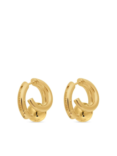 Balenciaga Cut Double Hoop Earring In Shiny Gold