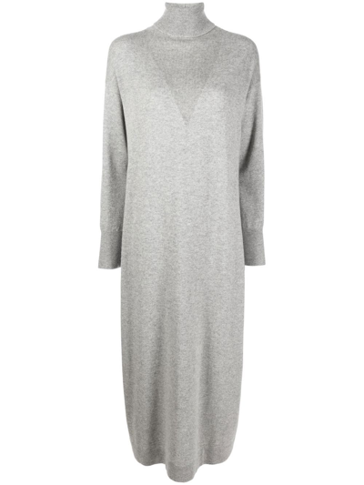 Fabiana Filippi Ribbed-knit Roll-neck Maxi Dress In Grey